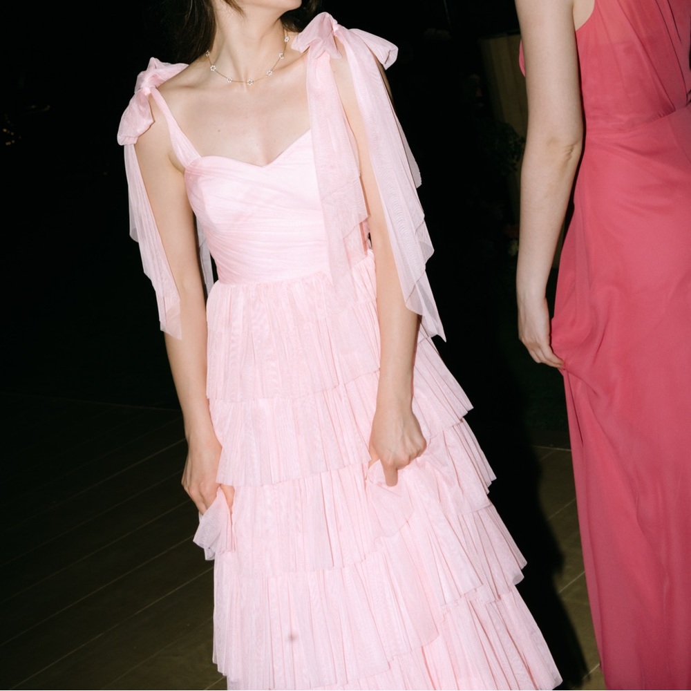 Women’s petite pink ruffled ASOS dress